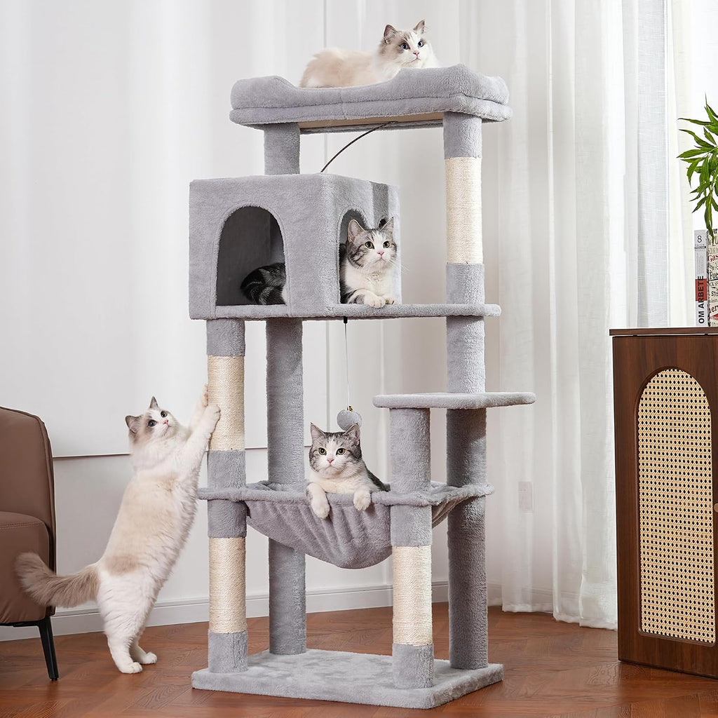 Cat Tree 32” Small Cat Tower with Large Hammock 16”& Self Groomer