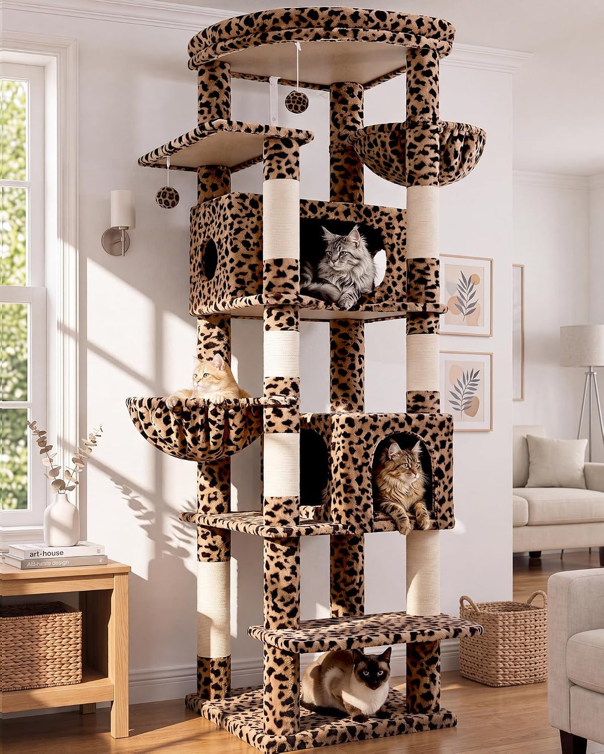 Globlazer 74in Heavy Duty Cat Tree Tower for Indoor Cats Large Adult, S74