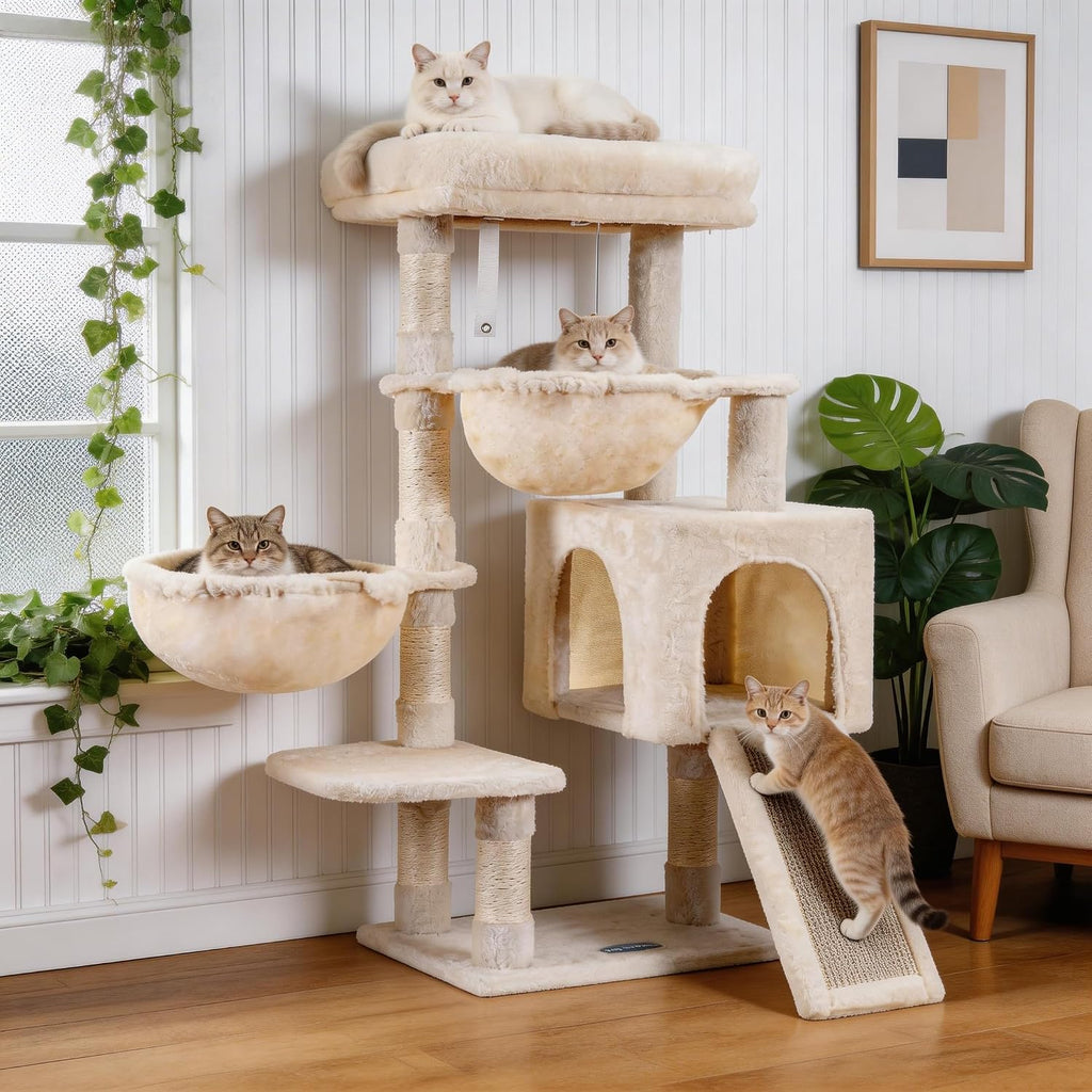 Hey-brother Cat Tree Tower with Large Bed, Hammocks, Scratcher, MPJ006SW