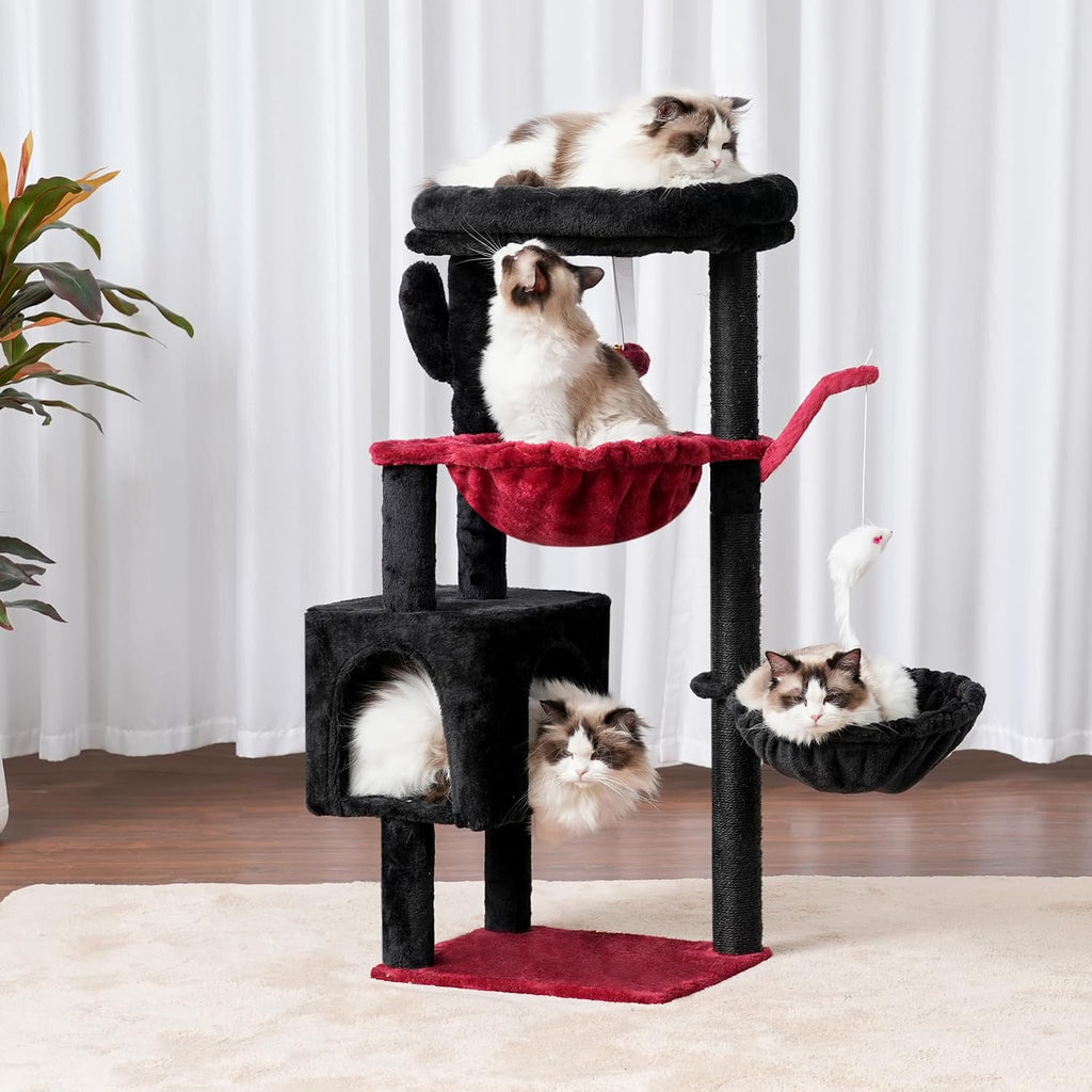 Heybly Cat Tree, 40" Tower with All-Sisal Wrapped Scratching Post HCT006SW