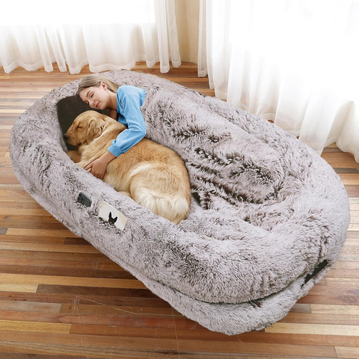 WROS Human Dog Bed for Adult, 71"x45"x12" Giant Calming Nest Beds, Grey