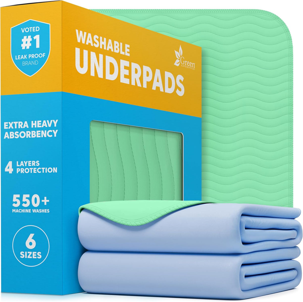 Washable Underpads - Large Pads for use as Incontinence Bed Pads, Reusable Pet Pads, Great for Dogs, Cats, Bunny, Seniors Bed Pad (Pack of 2 - 41x41)