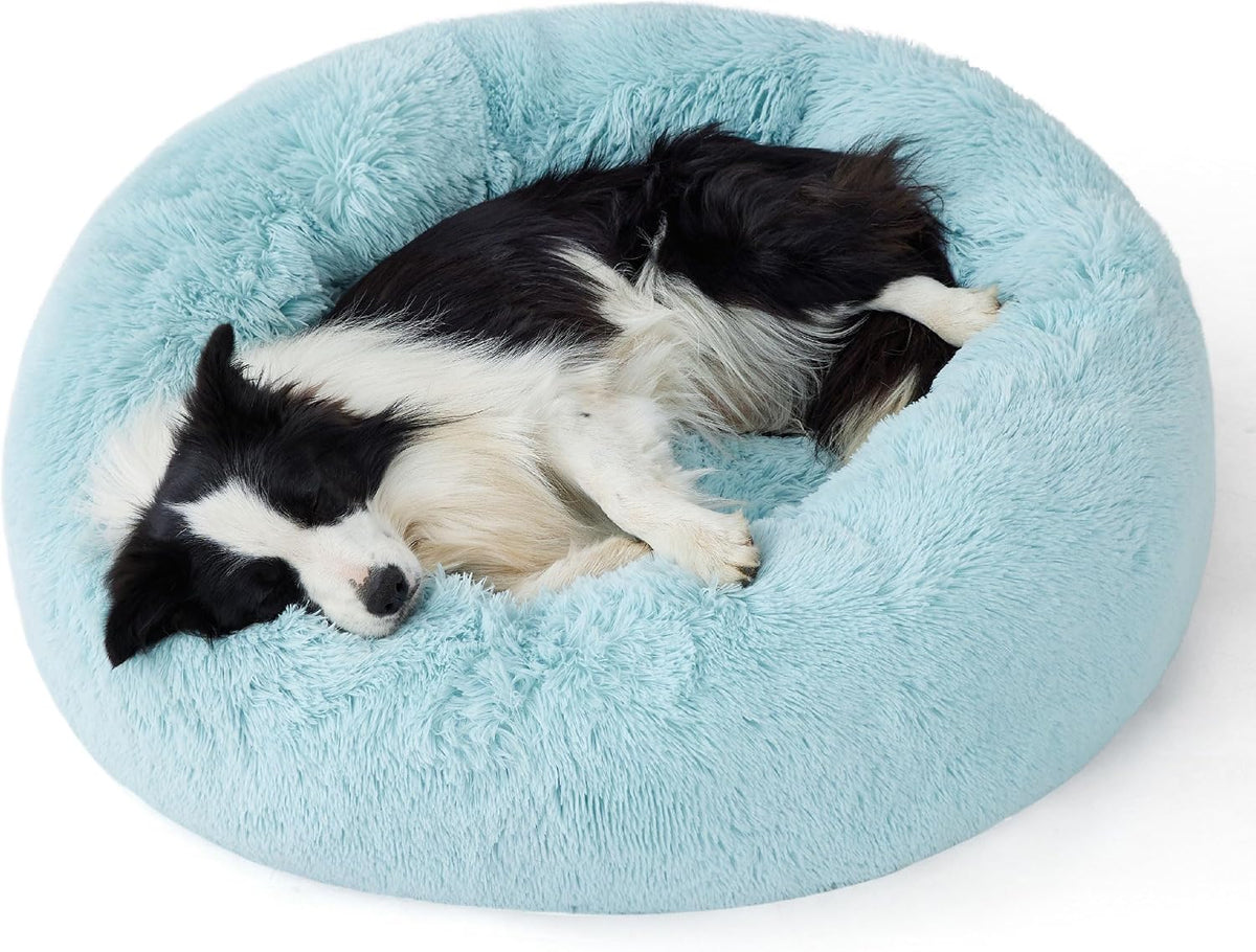 Bedsure Calming Dog Bed Medium Size Dog Donut Washable Pet Bed,30ins Camel