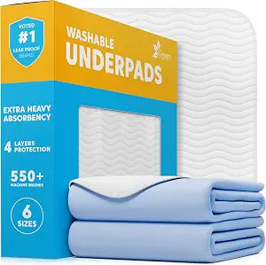 Washable Underpads - Large Pads for use as Incontinence Bed Pads, Reusable Pet Pads, Great for Dogs, Cats, Bunny, Seniors Bed Pad (Pack of 2 - 41x41)