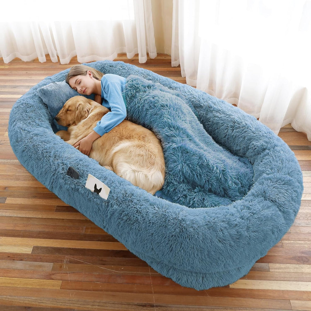 WROS Human Dog Bed for Adult, 71"x45"x12" Giant Calming Nest Beds, Grey