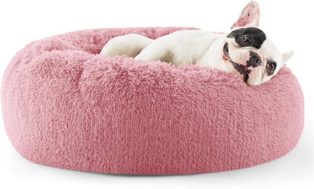 Bedsure Calming Dog Bed Medium Size Dog Donut Washable Pet Bed,30ins Camel
