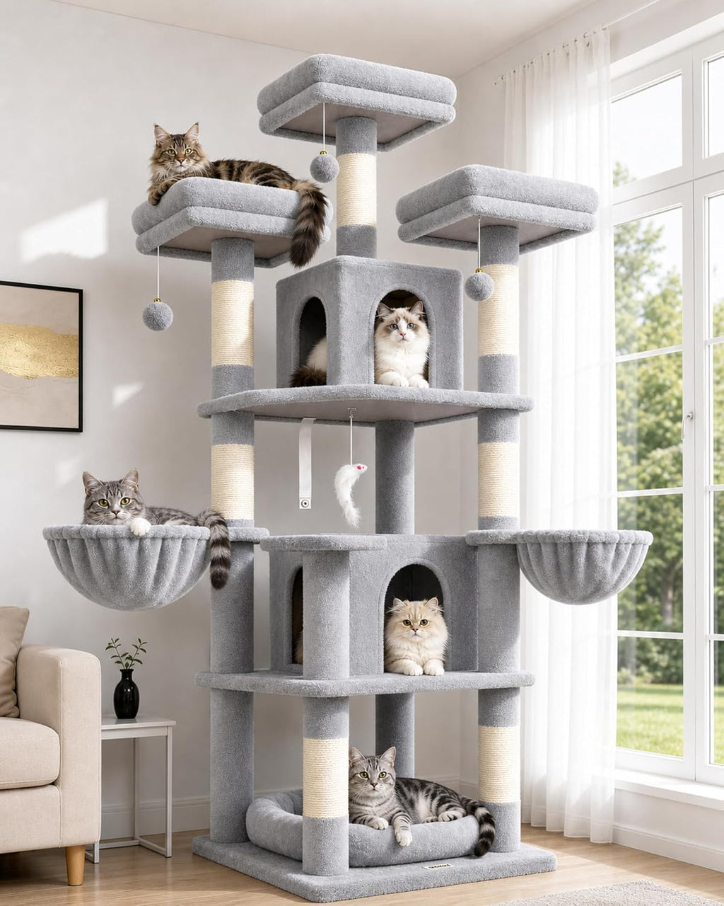 Globlazer Big XXL Cat Tower for Indoor Multiple Cats, F80, Dark Grey
