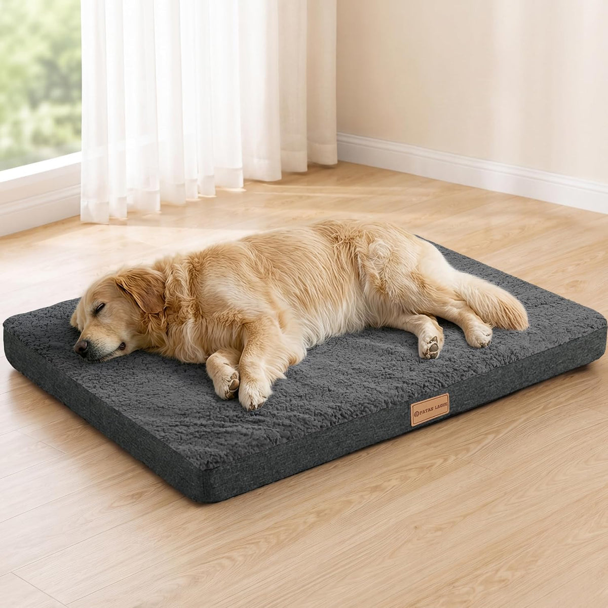 Patas Lague Orthopedic Large Dog Bed Washable Pet Sofa Mat 48''X30'' Black