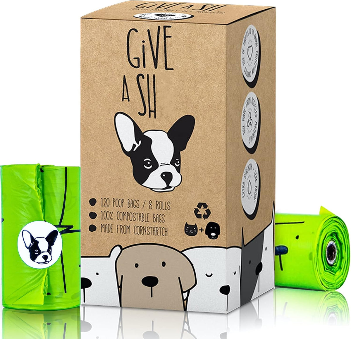 Certified Home Compostable Dog Poop Bags, 240 Plant Based Bags (16 Rolls)
