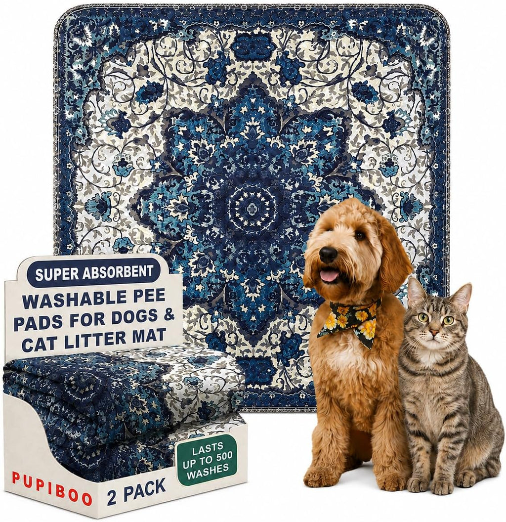 PUPIBOO Washable Pee Pads for Dogs and Cats - Super Absorbent Reusable Puppy Training Pads - 100% Waterproof, Leak-Proof & Non-Slip Whelping Pads for Pet Housebreaking