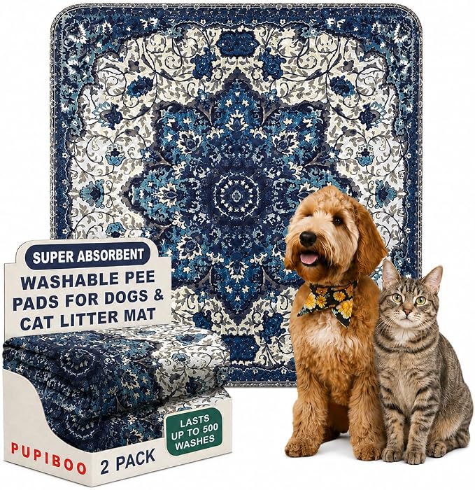 PUPIBOO Washable Pee Pads for Dogs and Cats - Super Absorbent Reusable Puppy Training Pads - 100% Waterproof, Leak-Proof & Non-Slip Whelping Pads for Pet Housebreaking