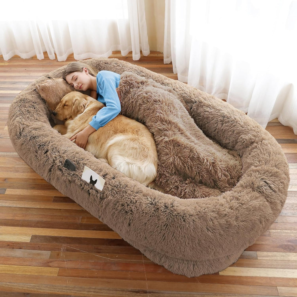 WROS Human Dog Bed for Adult, 71"x45"x12" Giant Calming Nest Beds, Grey
