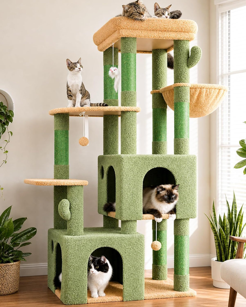 Globlazer Heavy Duty Cat Trees for Big Cats Maine Coon, F61, Light Grey