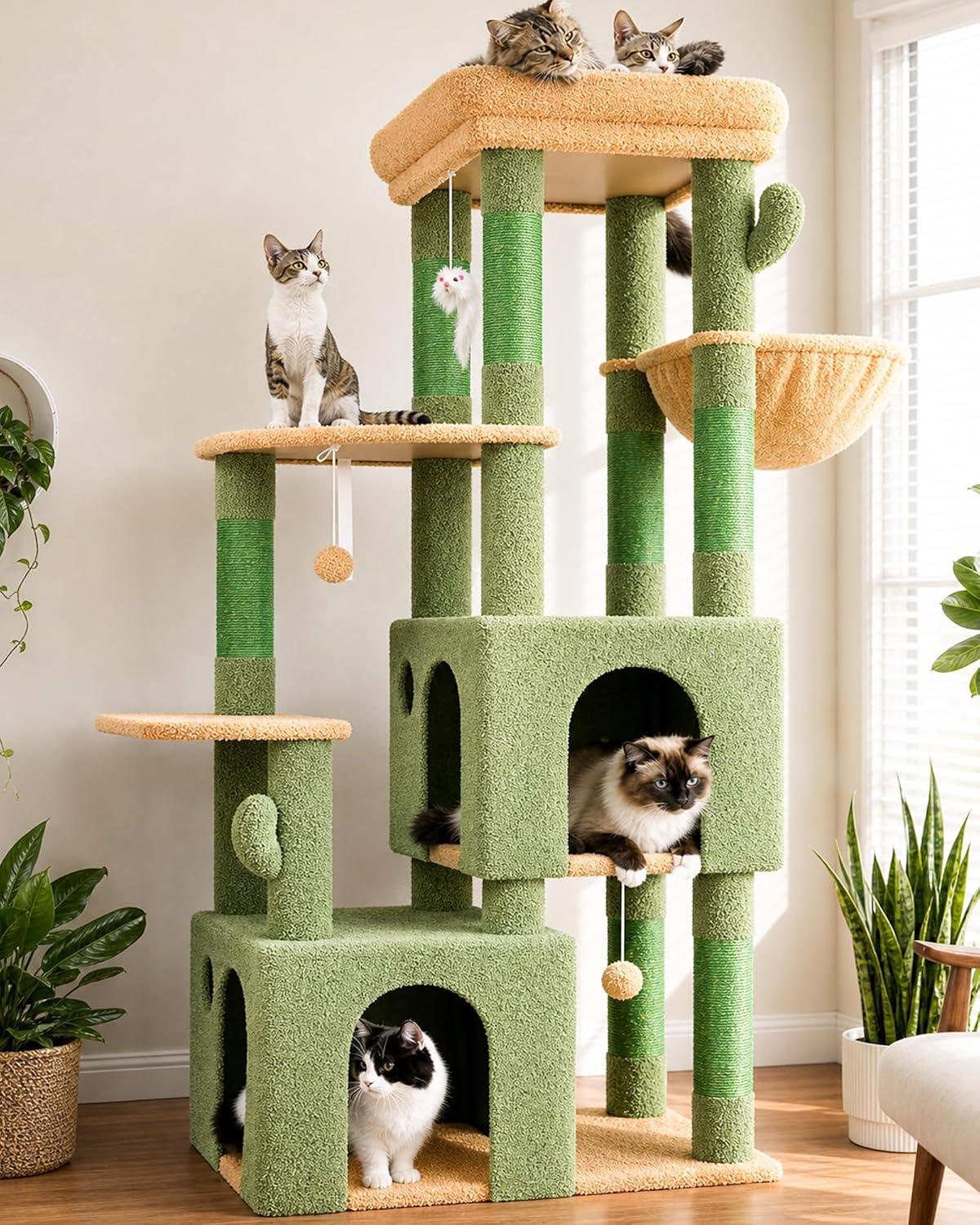Globlazer Heavy Duty Cat Trees for Big Cats Maine Coon, F61, Light Grey
