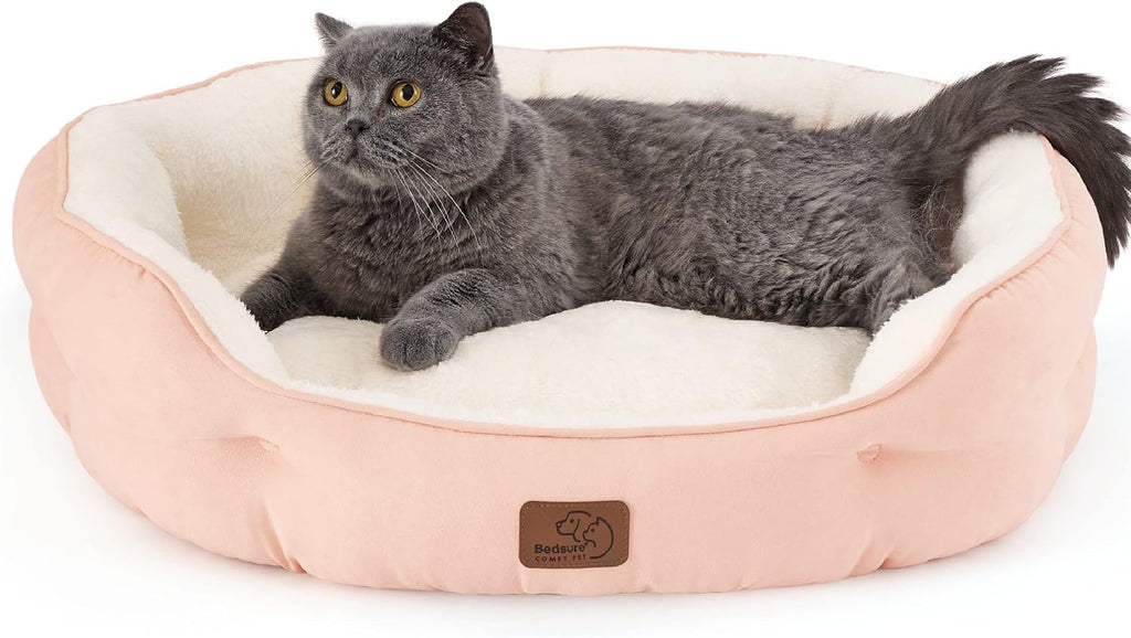 Bedsure Small Dog Bed Washable,Round Cat Beds for Indoor Cats,20in Camel
