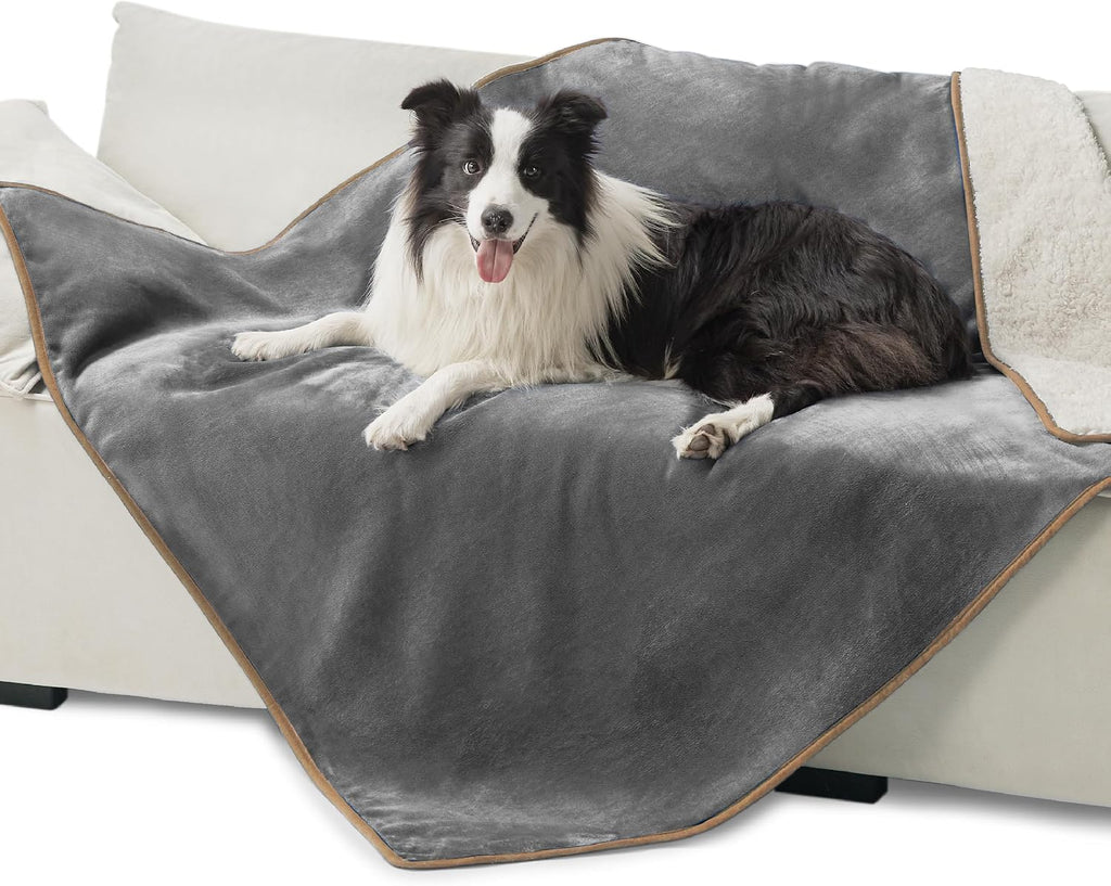 Bedsure Waterproof Dog Blankets for Large Dogs Sherpa Fleece Throw, 40X50
