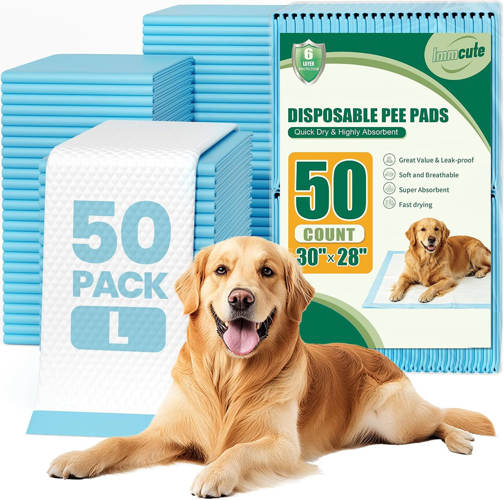 100 Count Large Dog & Cat Puppy Pee Pads - 28"x30" Absorbent Potty Training Pads | Leakproof Quick-Dry Disposable Pet Pads for Puppies, Dogs & Cats | Indoor, Outdoor, Litter Box, Housebreaking Use