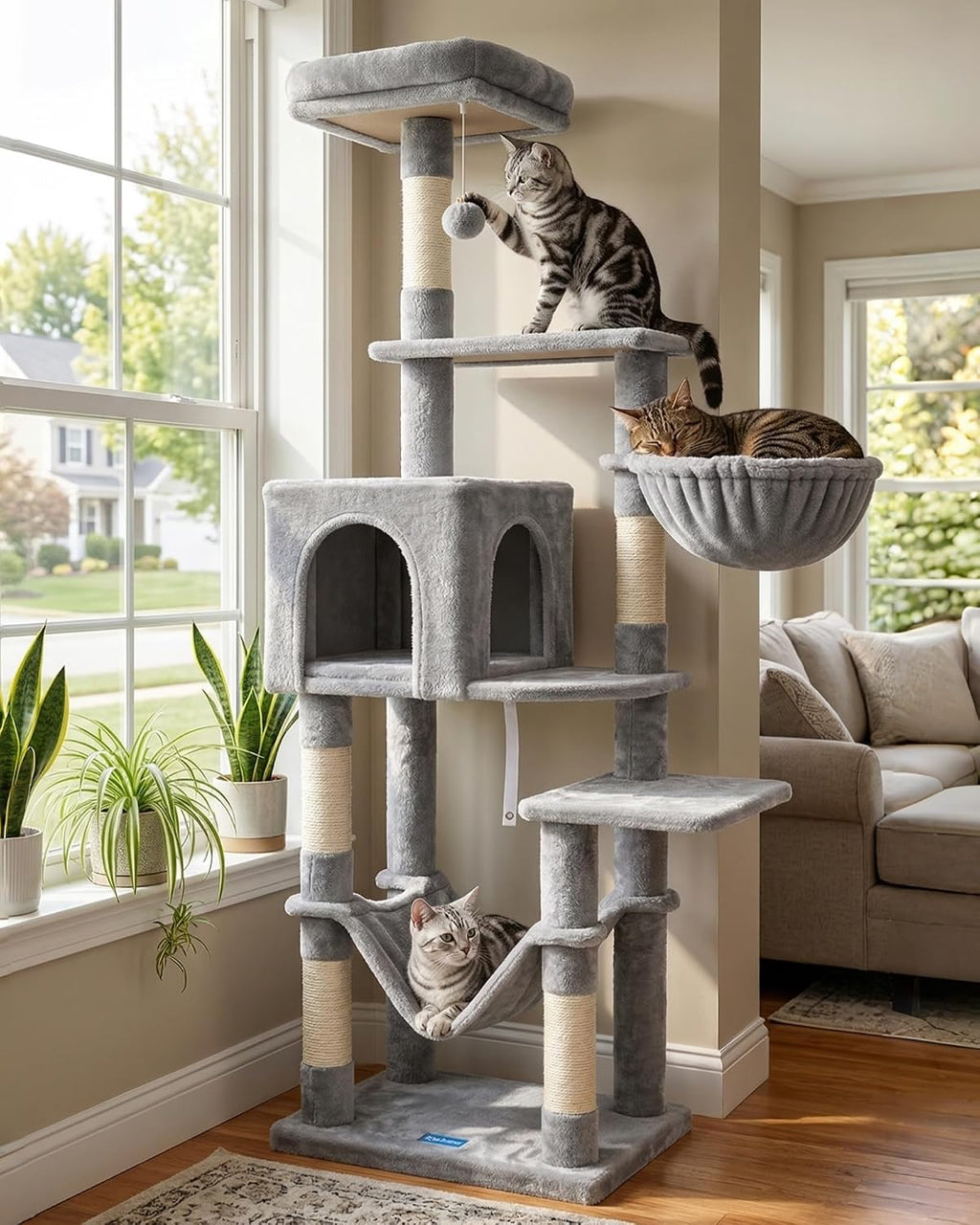 Hey-brother Cat Tree, Multi-Level Sisal Covered Scratching Posts, MPJ050W