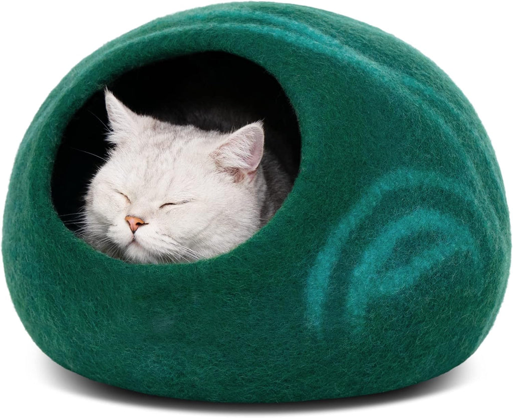 Cat Cave - Merino Wool Bed for Indoor Cats (Light Gray, Medium)