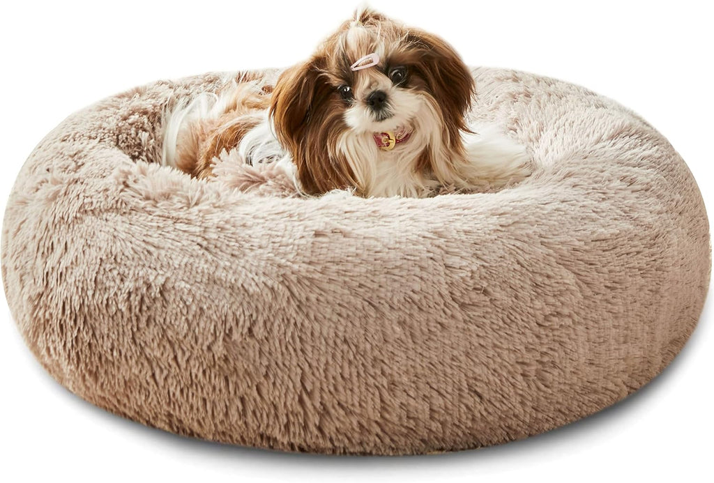 Calming Dog Bed & Cat Bed Washable Puppy Bed,24" Light Grey