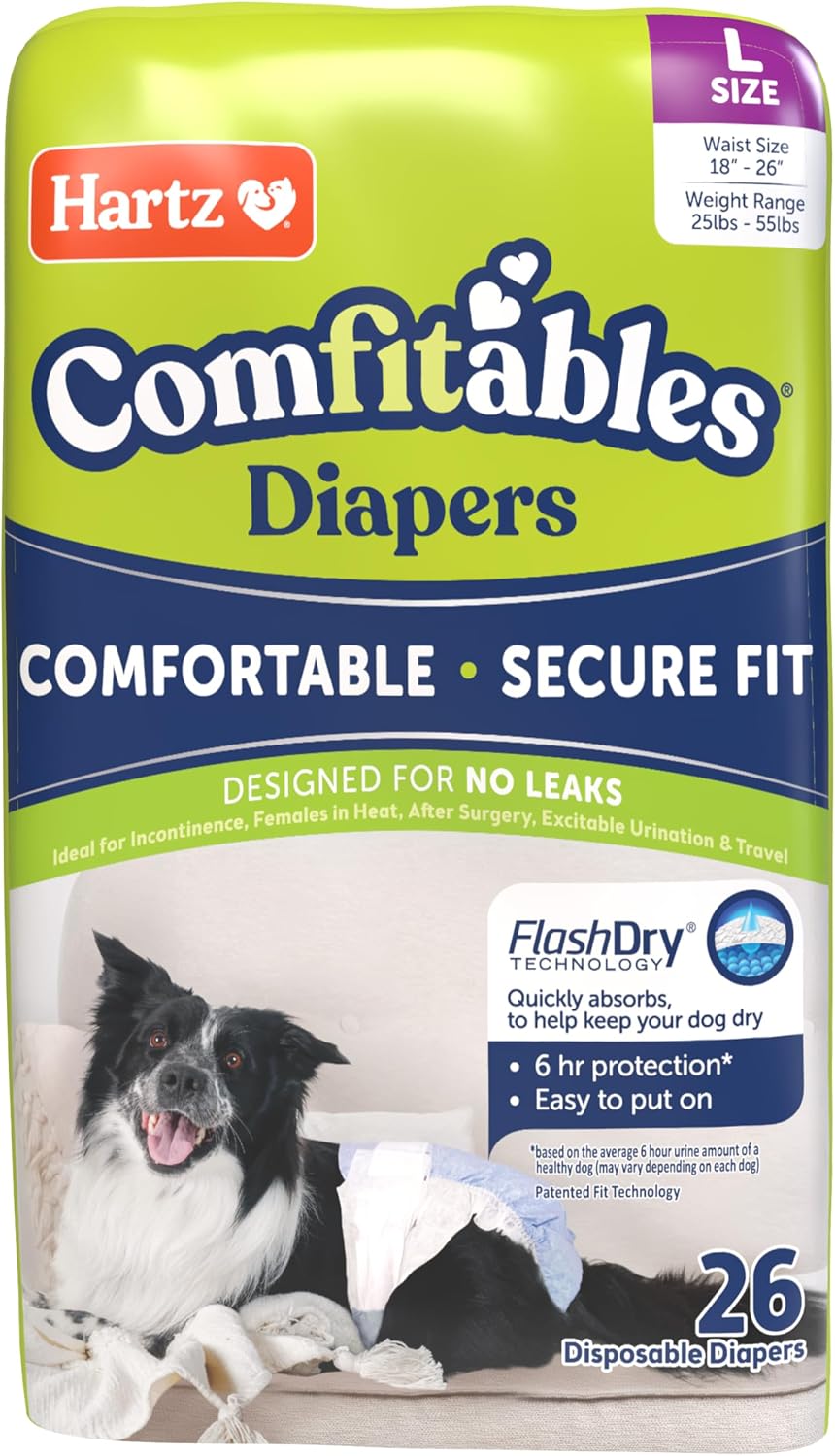 Hartz Disposable Dog Diapers, Size M 32 count, Comfortable & Secure Fit, Easy to Put On