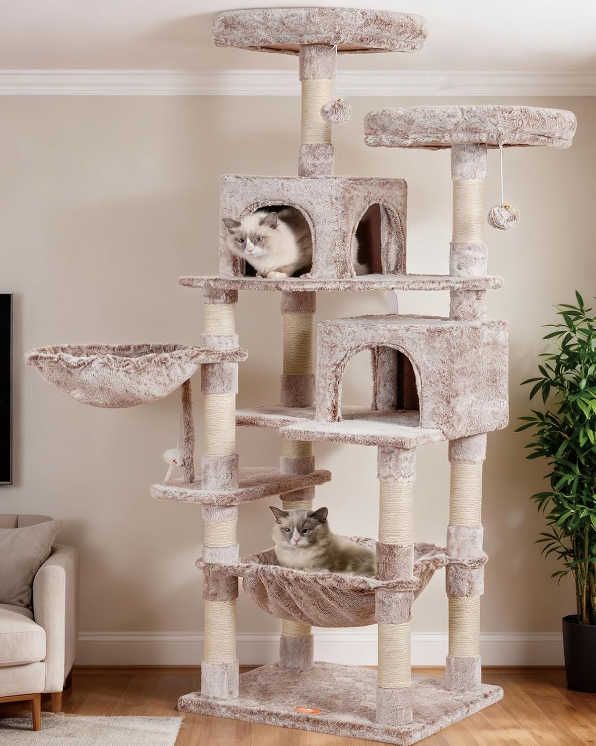 Heybly Cat Tree with Toy, 43.3 inch Cat Tower for Indoor Cats HCT004SG