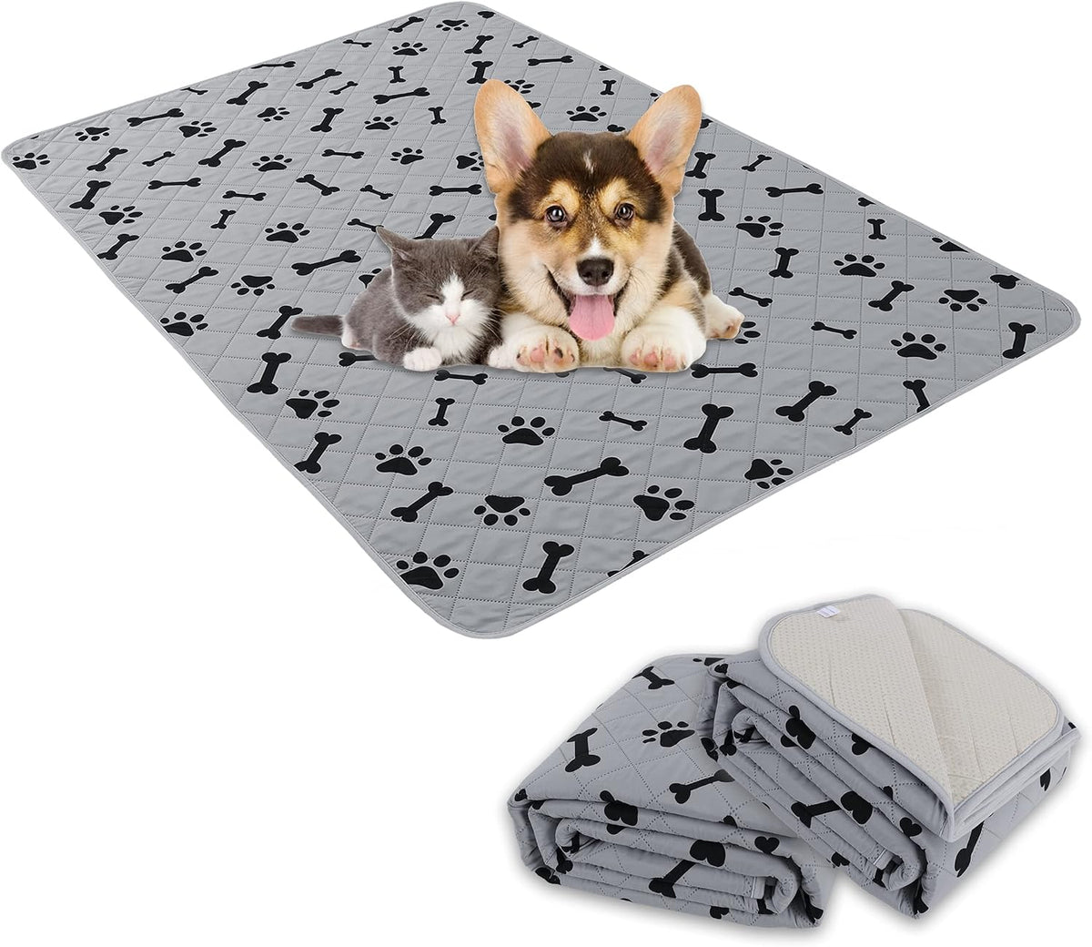 Dog Crate Pee Pads - Wahable Dog Rugs Non-Slip Puppy Pads for Small Dogs, Water Absorb Training Pads (4060 Gray)