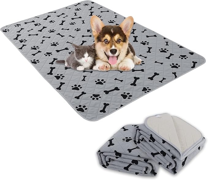 Dog Crate Pee Pads - Wahable Dog Rugs Non-Slip Puppy Pads for Small Dogs, Water Absorb Training Pads (4060 Gray)