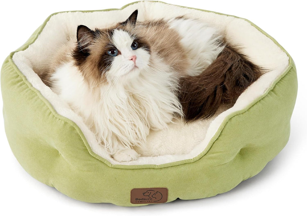 Bedsure Small Dog Bed Washable,Round Cat Beds for Indoor Cats,20in Camel