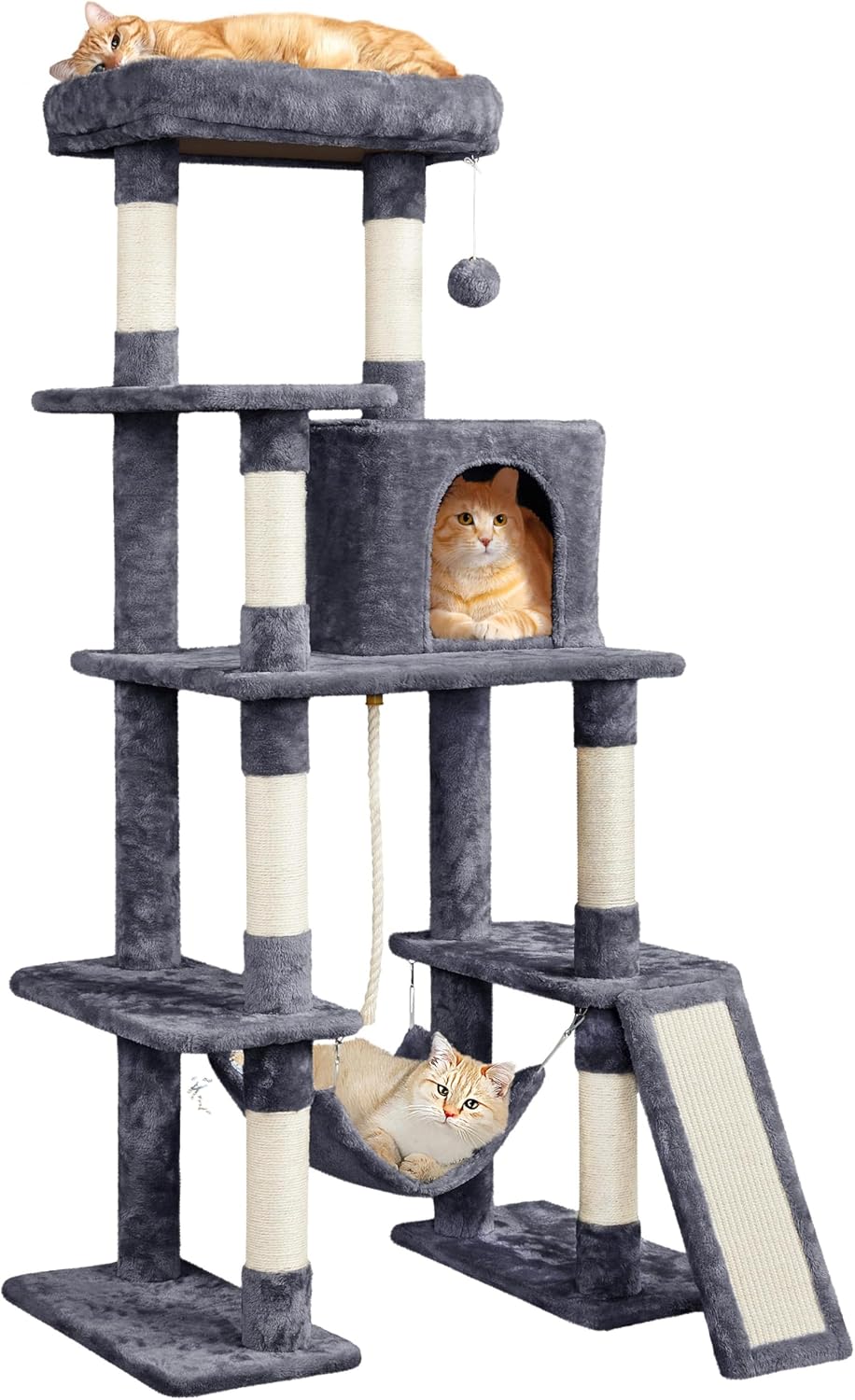 Yaheetech 63in Sturdy Large Cat Tree for Indoor Heavy Cats, Tall Tower
