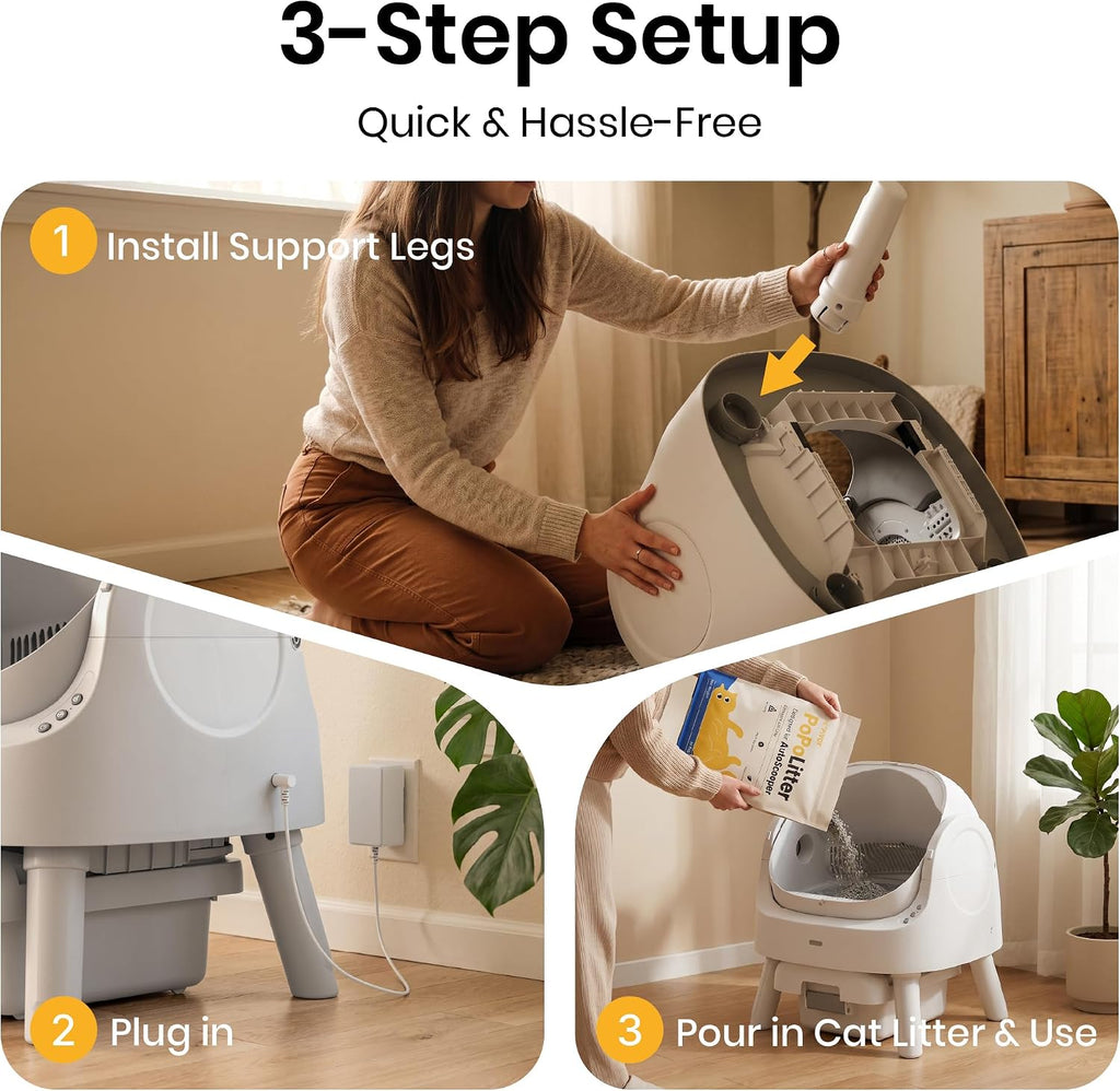 Self Cleaning Litter Box, Self Cleaning Cat Litter Box, Open-Top Design