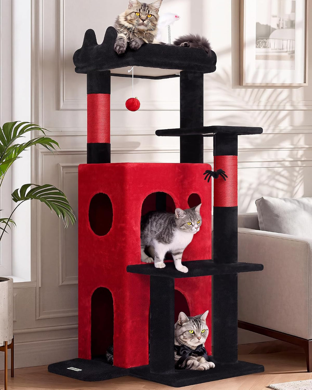 Globlazer Cat Tree Tower for Indoor Cats Large Adult, FC50, Light Grey