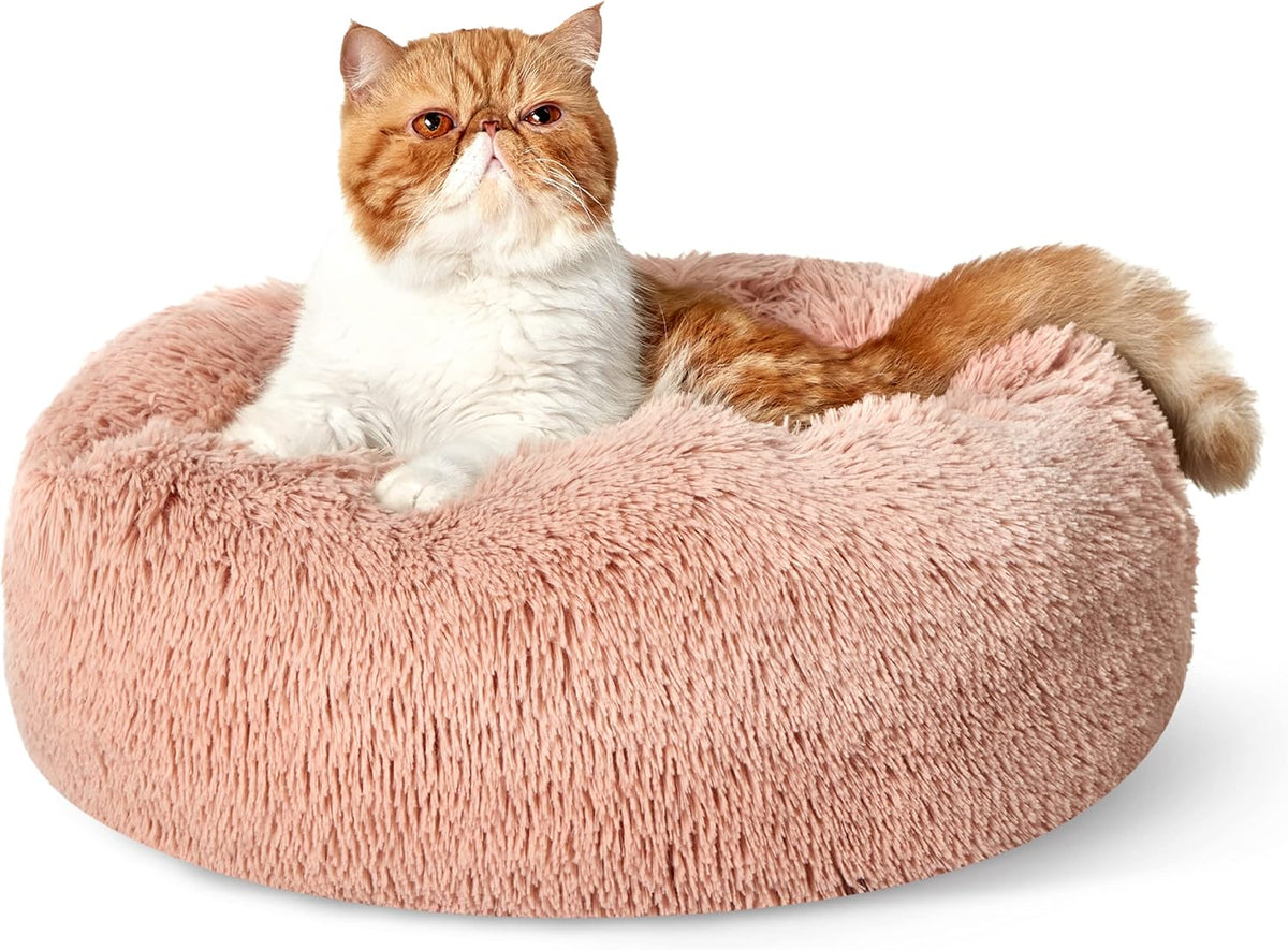Bedsure Calming Dog Bed Medium Size Dog Donut Washable Pet Bed,30ins Camel
