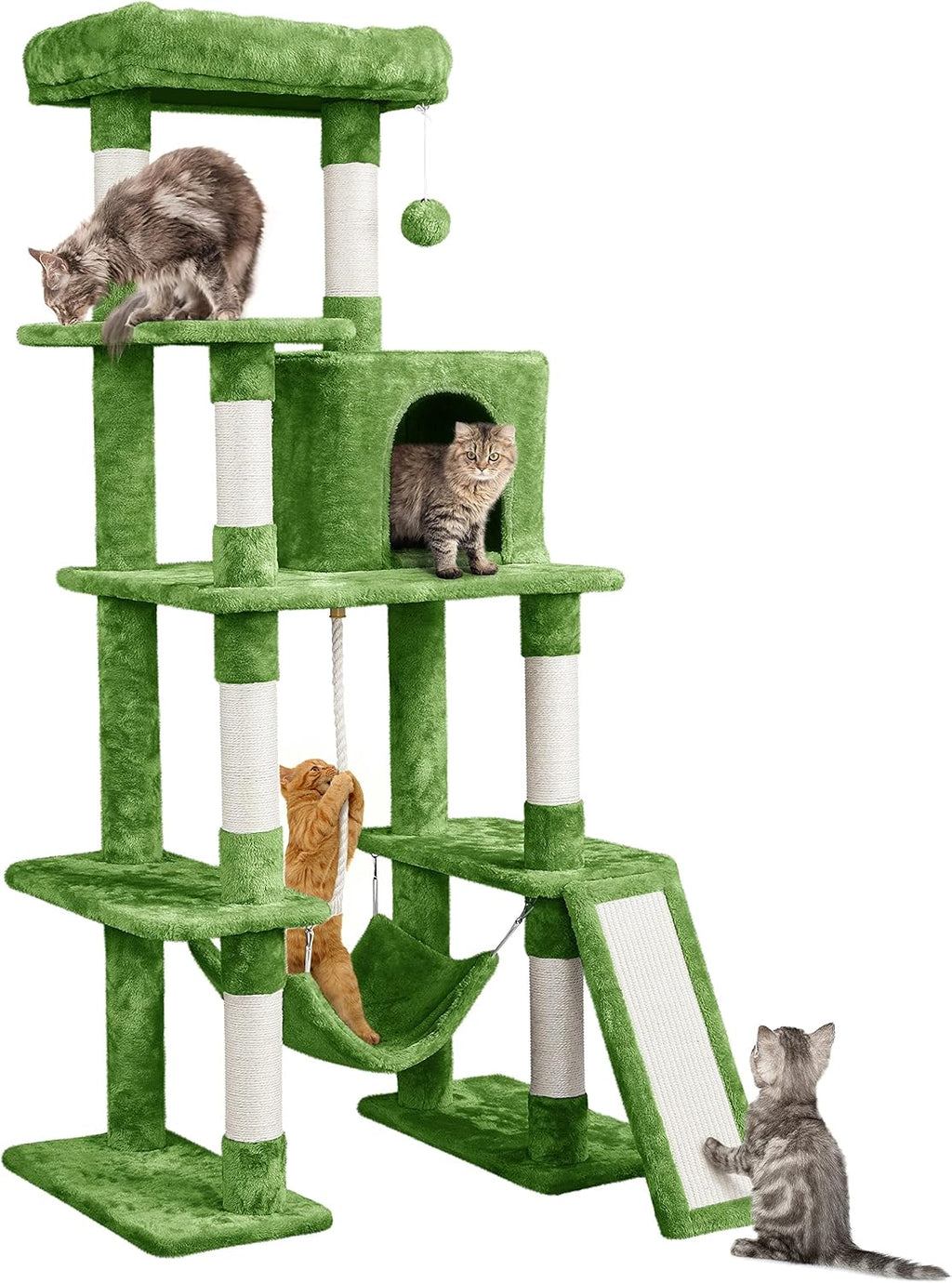 Yaheetech 63in Sturdy Large Cat Tree for Indoor Heavy Cats, Tall Tower