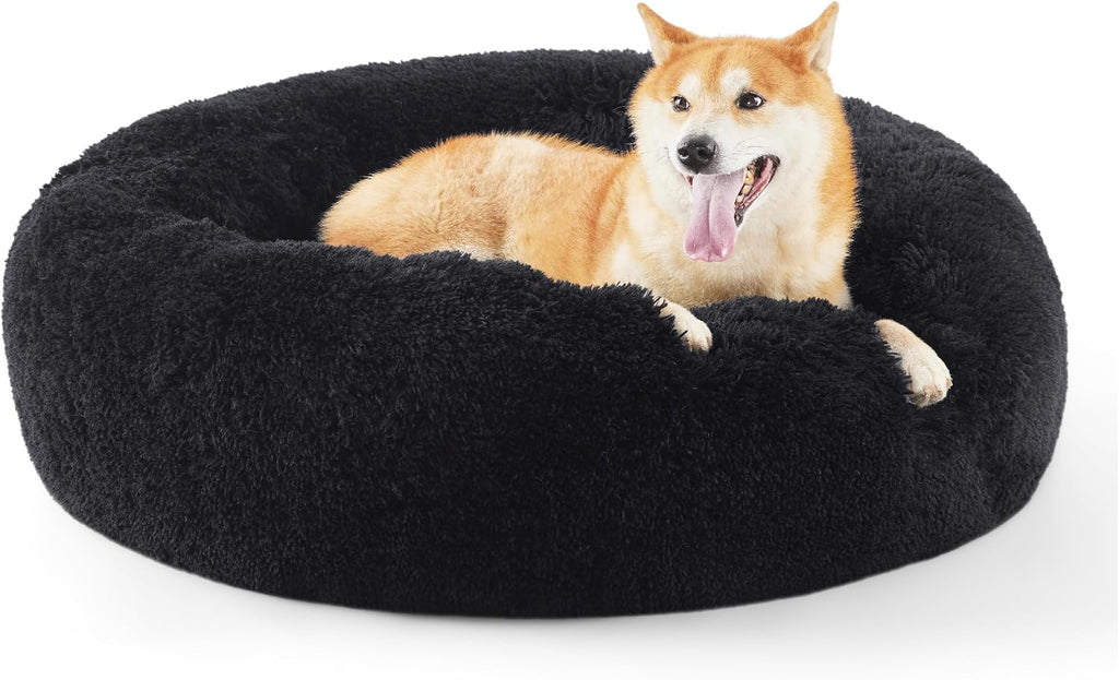 Bedsure Calming Dog Bed Medium Size Dog Donut Washable Pet Bed,30ins Camel