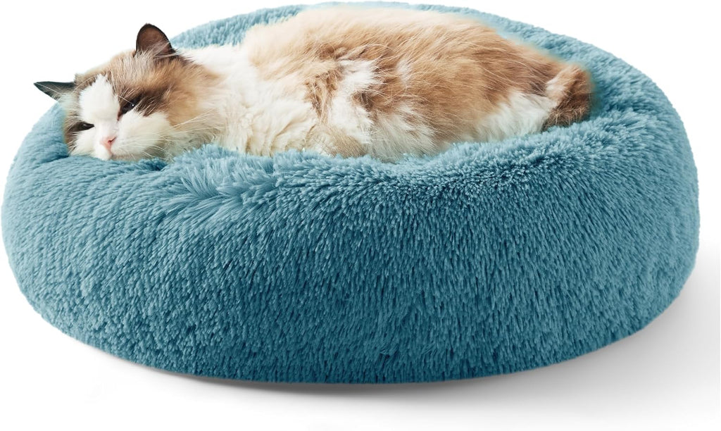 Bedsure Calming Dog Bed Medium Size Dog Donut Washable Pet Bed,30ins Camel
