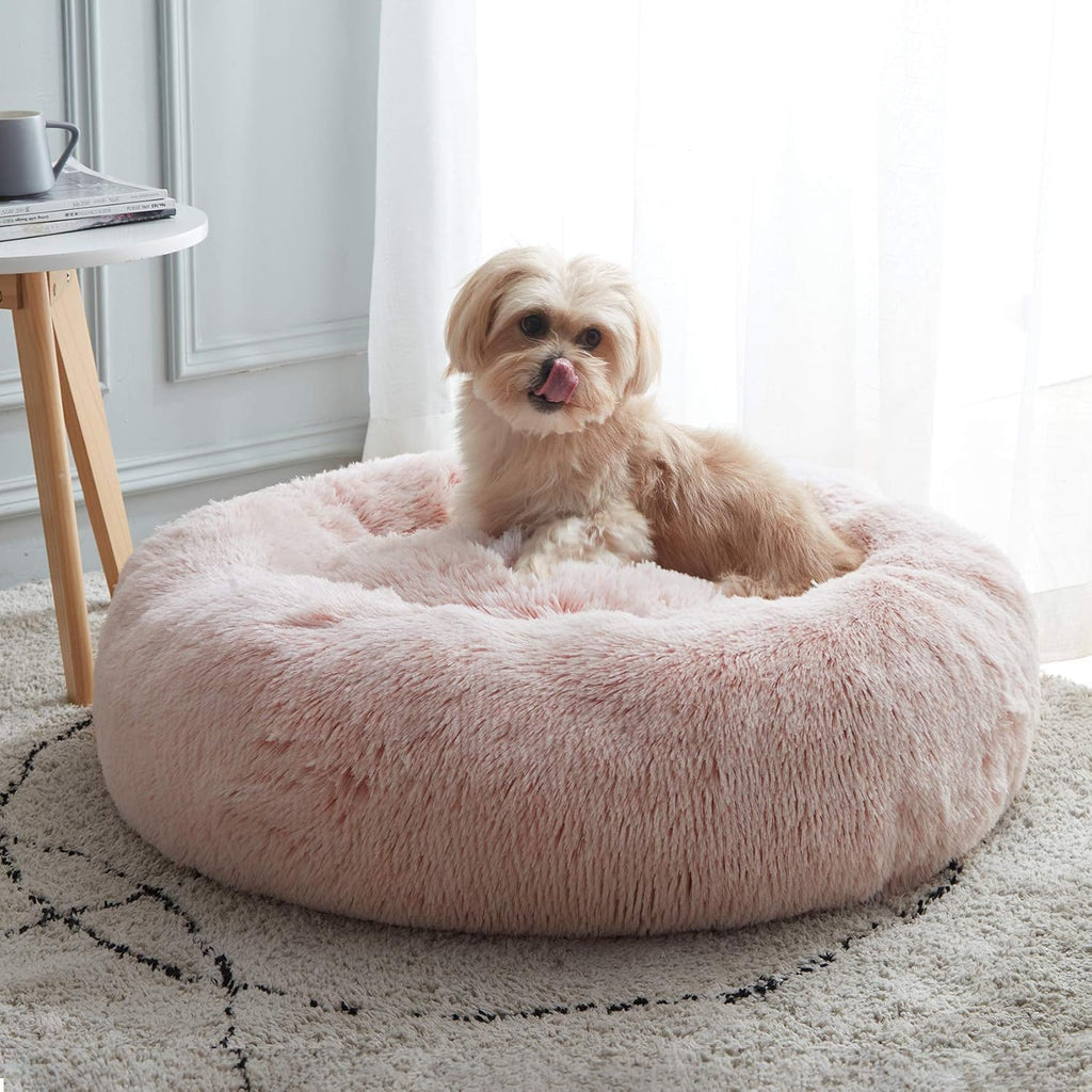 Calming Dog Bed & Cat Bed Washable Puppy Bed,24" Light Grey