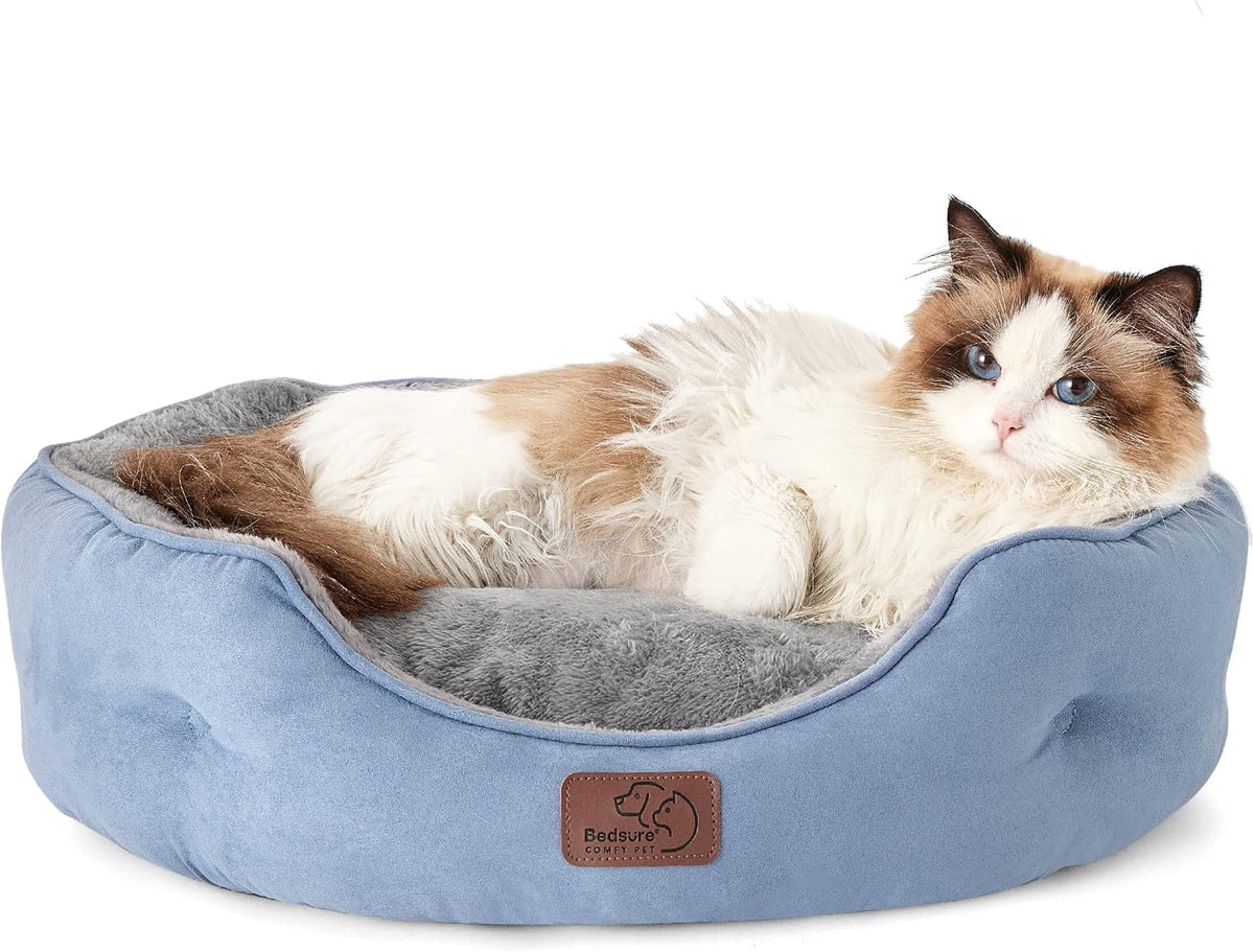 Bedsure Small Dog Bed Washable,Round Cat Beds for Indoor Cats,20in Camel