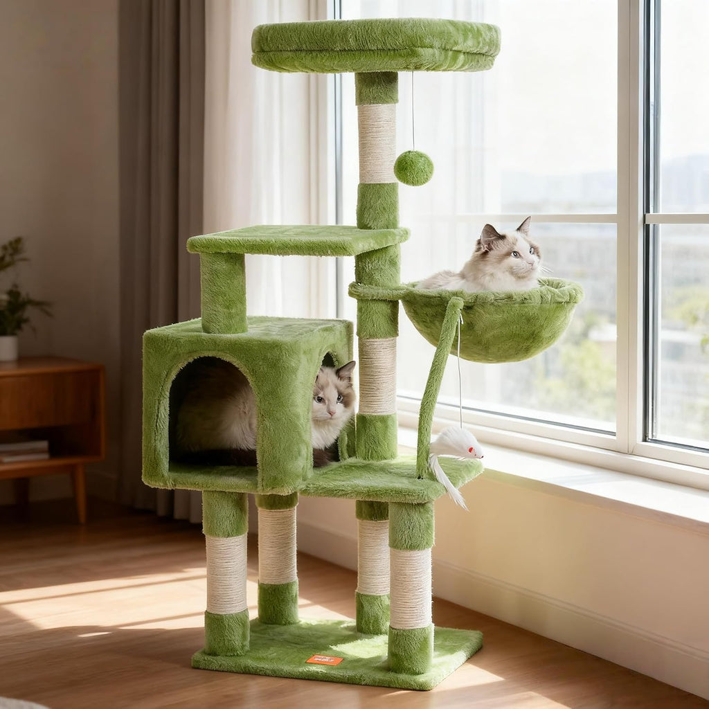 Heybly Cat Tree with Toy, 43.3 inch Cat Tower for Indoor Cats HCT004SG