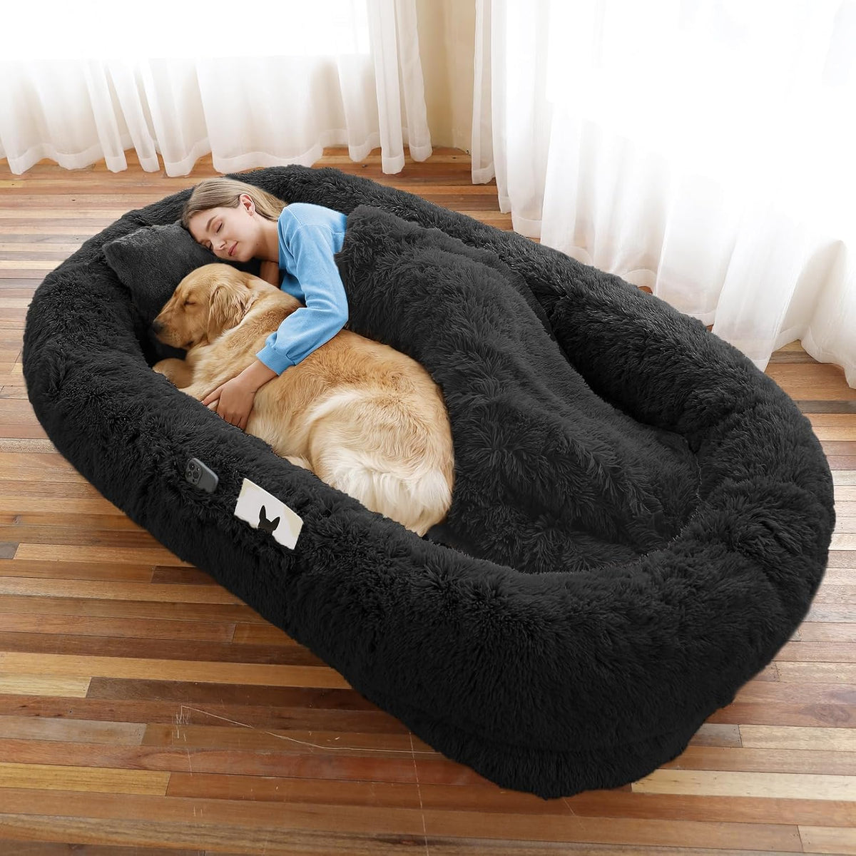 WROS Human Dog Bed for Adult, 71"x45"x12" Giant Calming Nest Beds, Grey