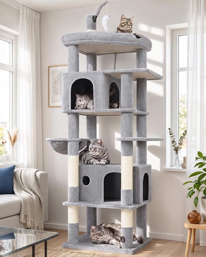 Globlazer Cat Tree for Large Adult Cats, Heavy Duty Indoor Cat Tower, F74B