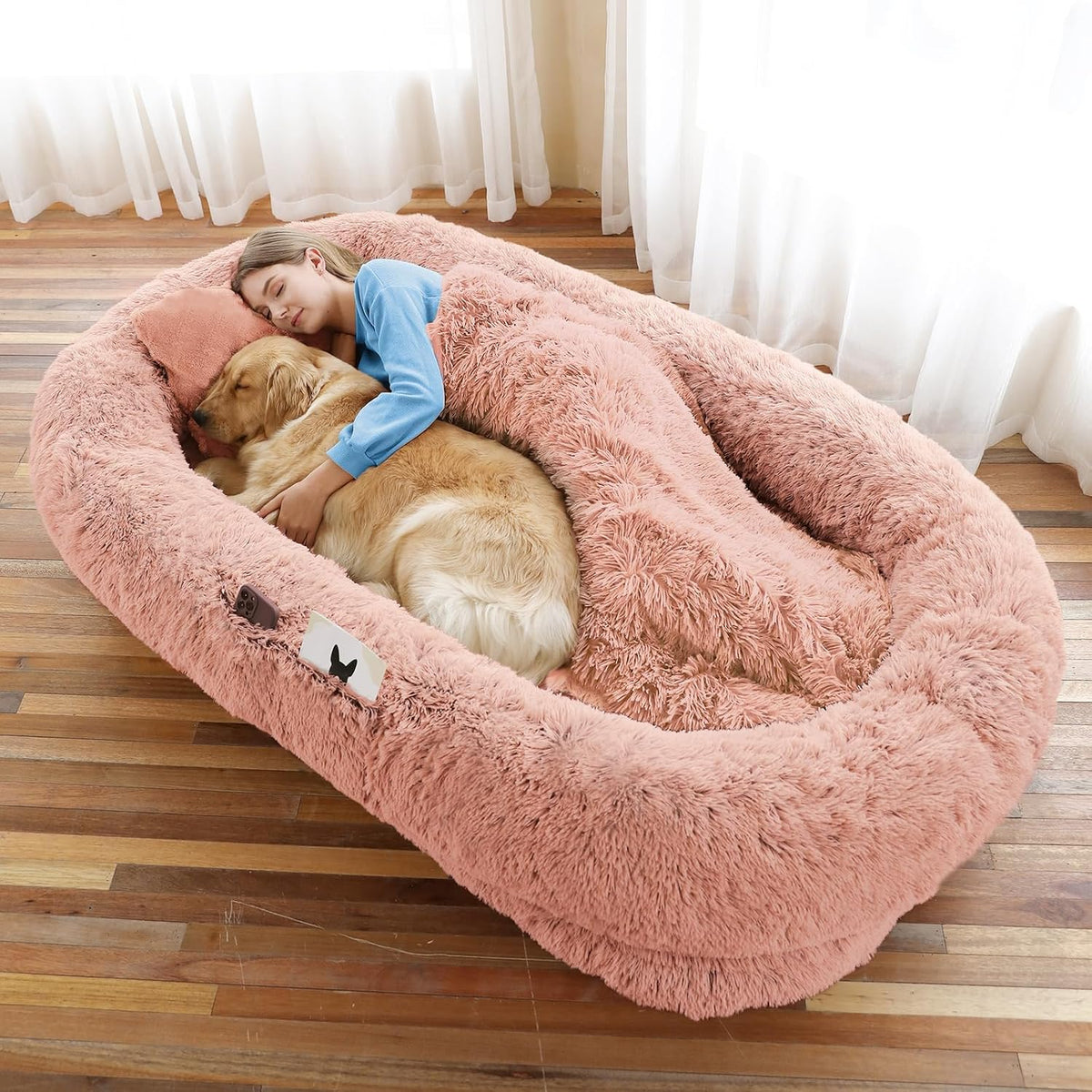 WROS Human Dog Bed for Adult, 71"x45"x12" Giant Calming Nest Beds, Grey