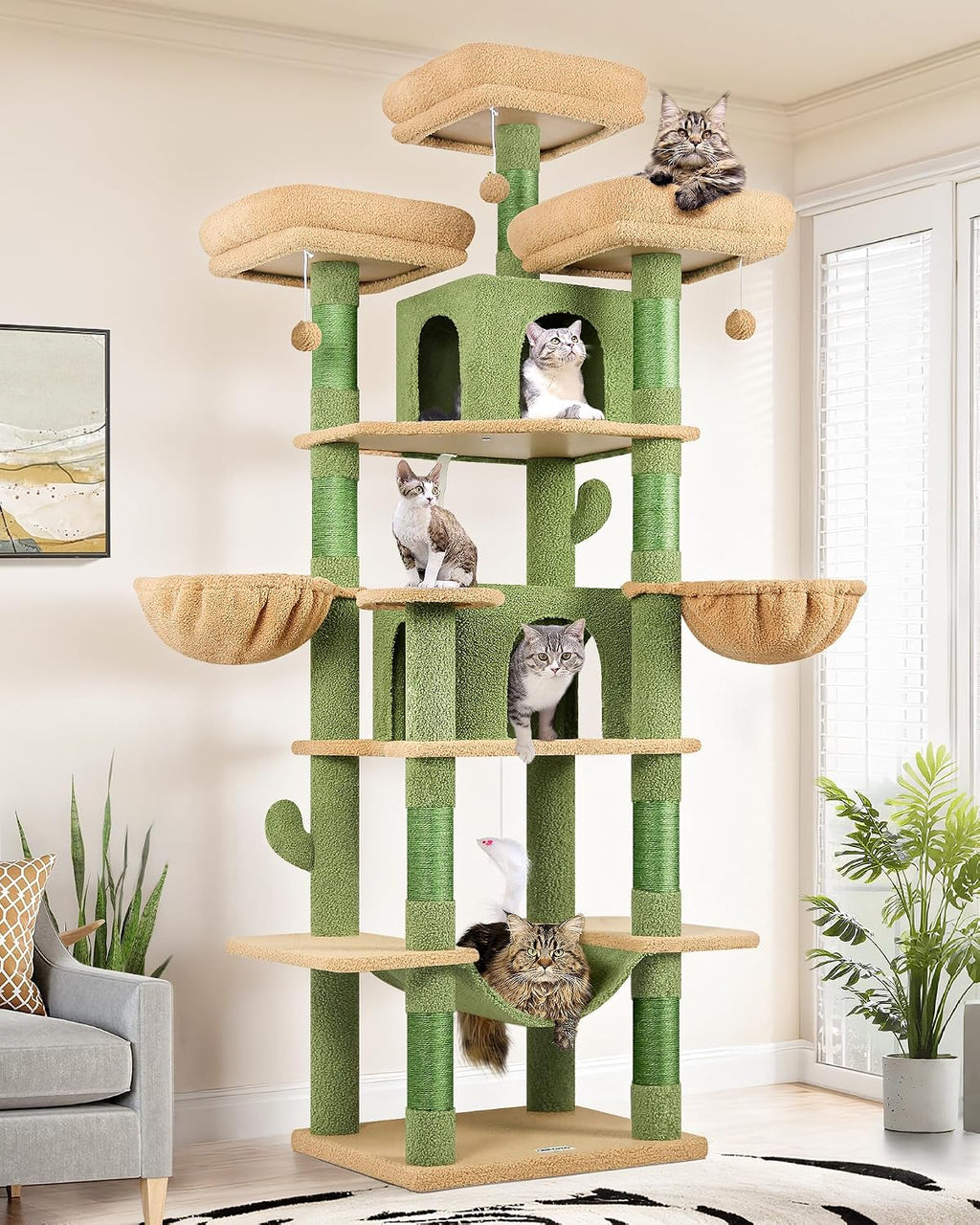 Globlazer Big XXL Cat Tower for Indoor Multiple Cats, F80, Dark Grey