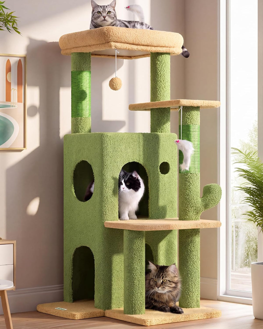 Globlazer Cat Tree Tower for Indoor Cats Large Adult, FC50, Light Grey