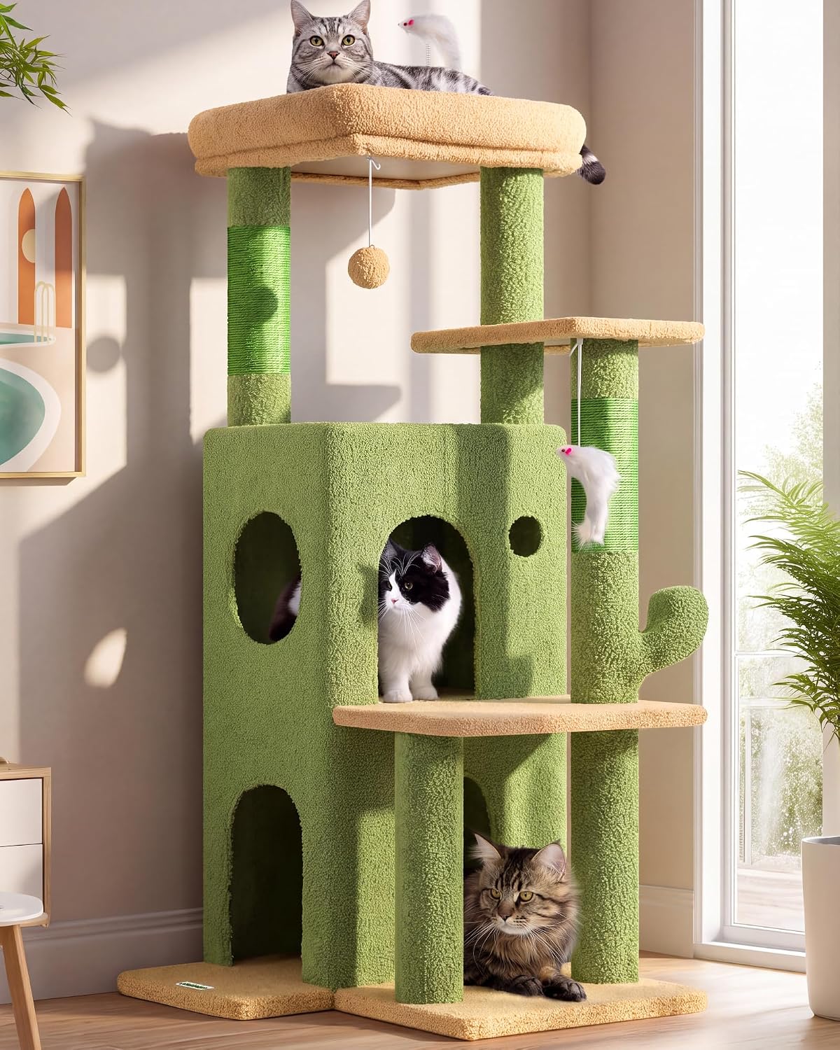 Globlazer Cat Tree Tower for Indoor Cats Large Adult, FC50, Light Grey