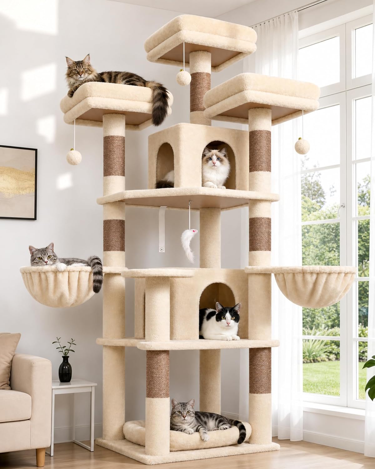 Globlazer Big XXL Cat Tower for Indoor Multiple Cats, F80, Dark Grey