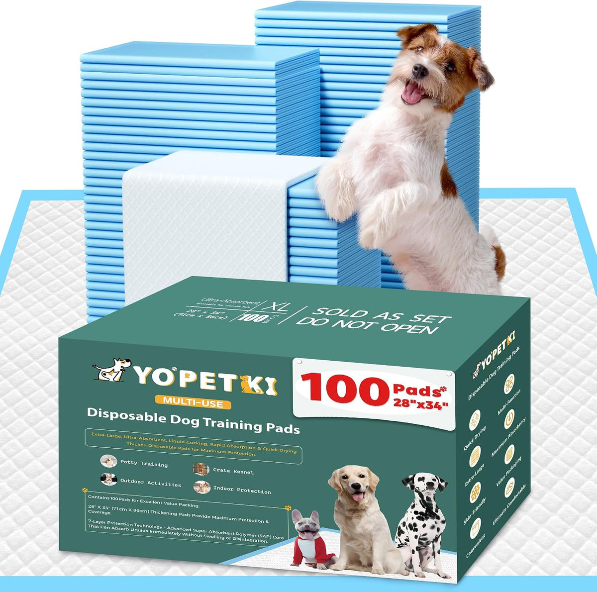 50 Count Dog Pee Pads Extra Large- 28" x 34", Super Absorbent Leak-Proof XL Puppy Pads 50 Pack Quick-Dry XLarge Disposable Pet Potty Training Pads for Dogs, Puppies, Doggie