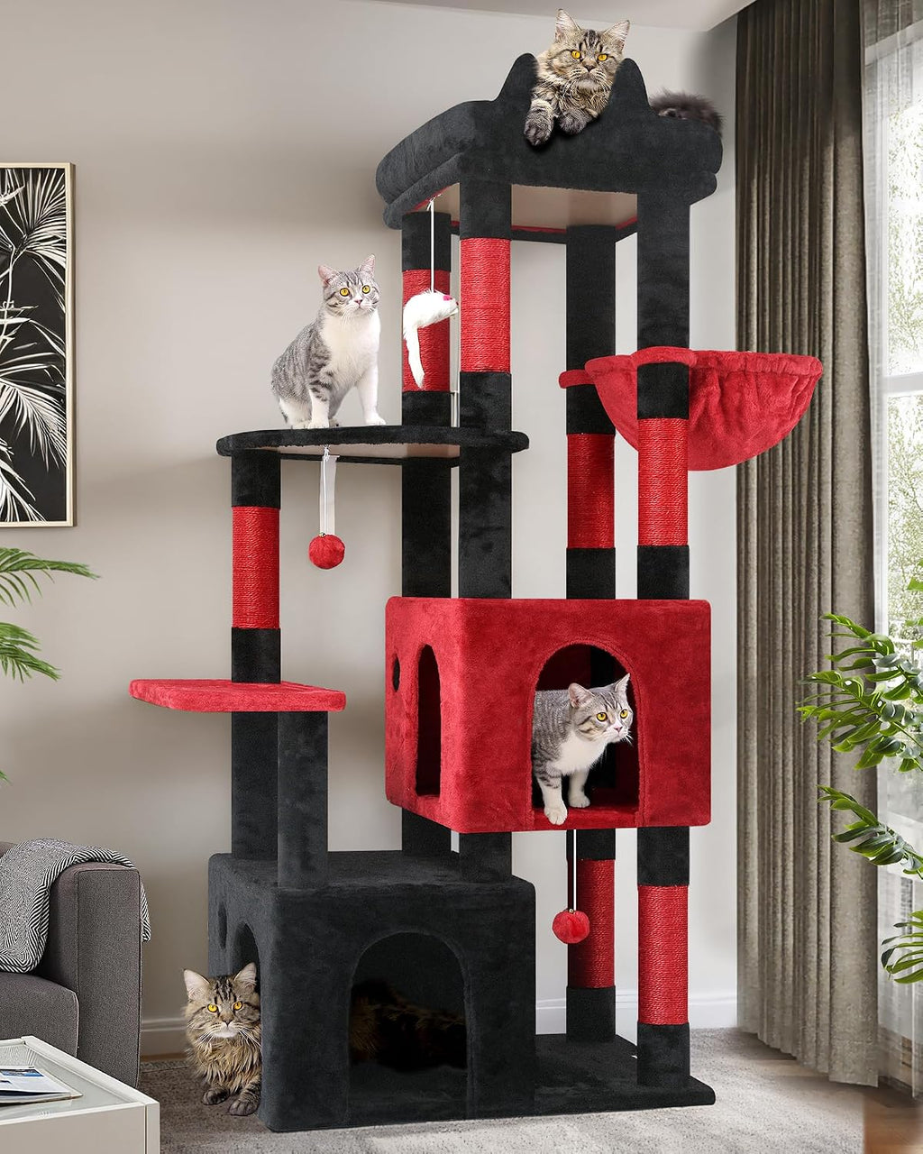 Globlazer Heavy Duty Cat Trees for Big Cats Maine Coon, F61, Light Grey