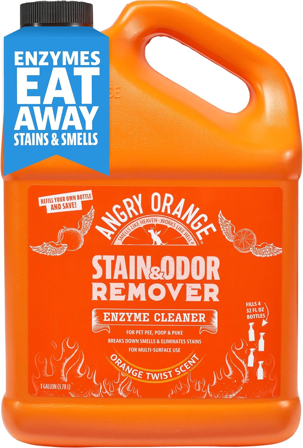 ANGRY ORANGE Pet Stain & Odor Remover for Dog Urine and Stains - Enzyme Pet Odor Eliminator for Home - Citrus - Value 2 pack