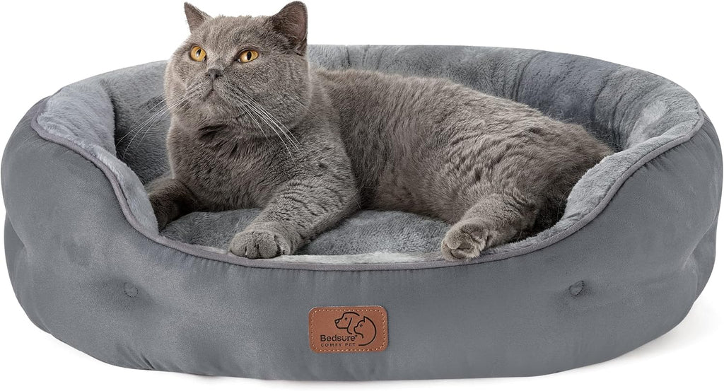 Bedsure Small Dog Bed Washable,Round Cat Beds for Indoor Cats,20in Camel